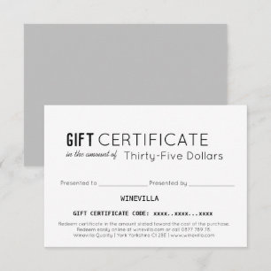 Elegant Business Customer Custom Gift Certificate