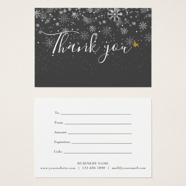 Elegant Business Gift Certificate Script Thank You (Front & Back)