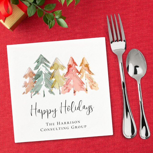 Elegant Business Happy Holidays Christmas Party Napkin (Creator Uploaded)
