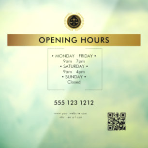 Elegant Business Hours Personalised Custom Window