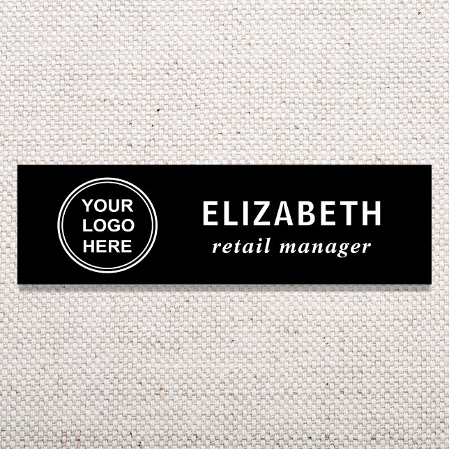 Elegant Business Logo Black Name Tag (Creator Uploaded)
