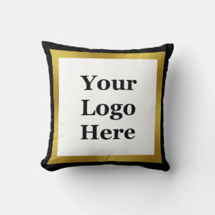 Elegant Business Logo Black White and Gold  Cushion