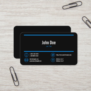 Elegant Business Logo Blue Lines Blue Icons Black Business Card