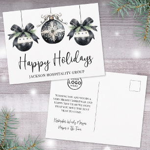 Elegant Business Logo Christmas Holiday Postcard