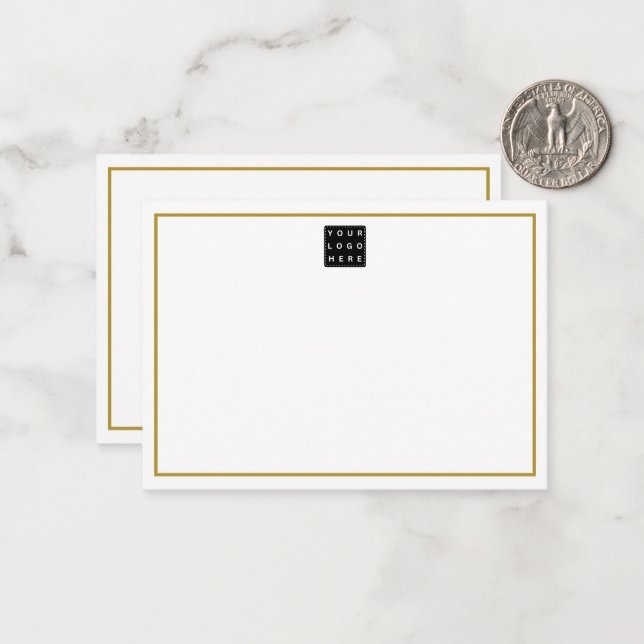 Elegant Business Logo Company Name Gold Border Card (Front/Back In Situ)