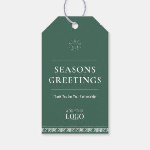 Elegant Business Logo Corporate Green Greek Key Gift Tags