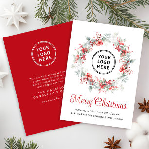 Elegant Business Logo Corporate Merry Christmas Holiday Card