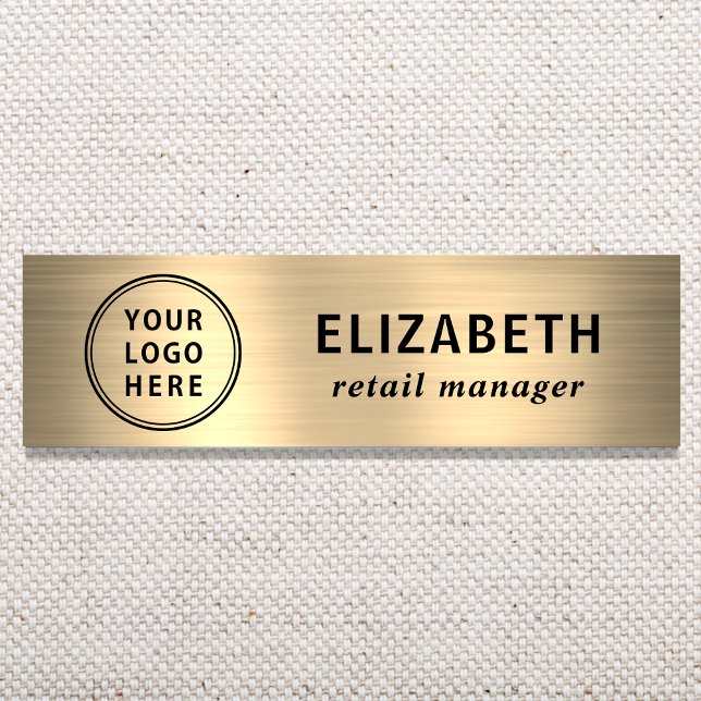Elegant Business Logo Gold Name Tag (Creator Uploaded)