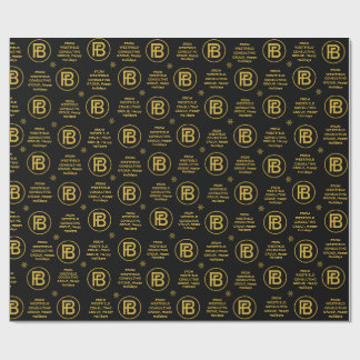 Elegant Business Logo Holiday Black & Gold Luxury Wrapping Paper