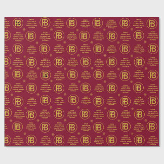 Elegant Business Logo Holiday Burgundy and Gold Wrapping Paper