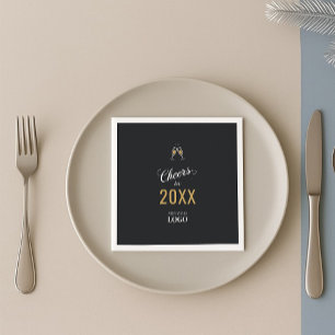 Elegant Business Logo Modern New Year Party Black Napkin