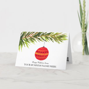 Elegant Business Logo QR Code Bauble Christmas Thank You Card