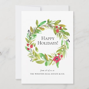 Elegant Business logo QR code Corporate Christmas Holiday Card