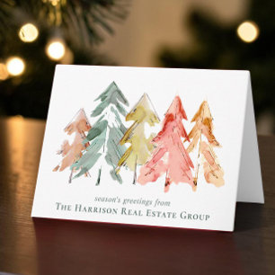 Elegant Business Logo QR Code Corporate Christmas Holiday Card