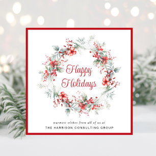 Elegant Business Logo QR Code Corporate Christmas Holiday Card