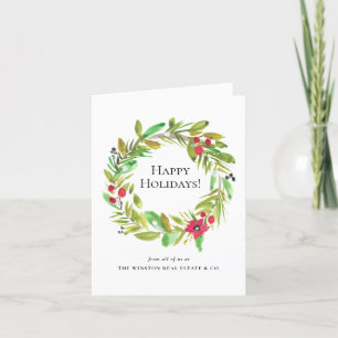 Elegant Business logo QR code Corporate Christmas Holiday Card
