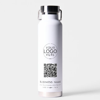Elegant Business Logo QR Code Employees Custom Water Bottle