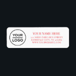 Elegant Business Logo Return Address Label<br><div class="desc">Easily personalise this Elegant Business Logo Return Address label. A simple and elegant business design in eyecatching red colours fully customisable,  serif basic and modern fonts and a professional and clear look. Background colour and fonts are totally customisable. No minimum order.</div>