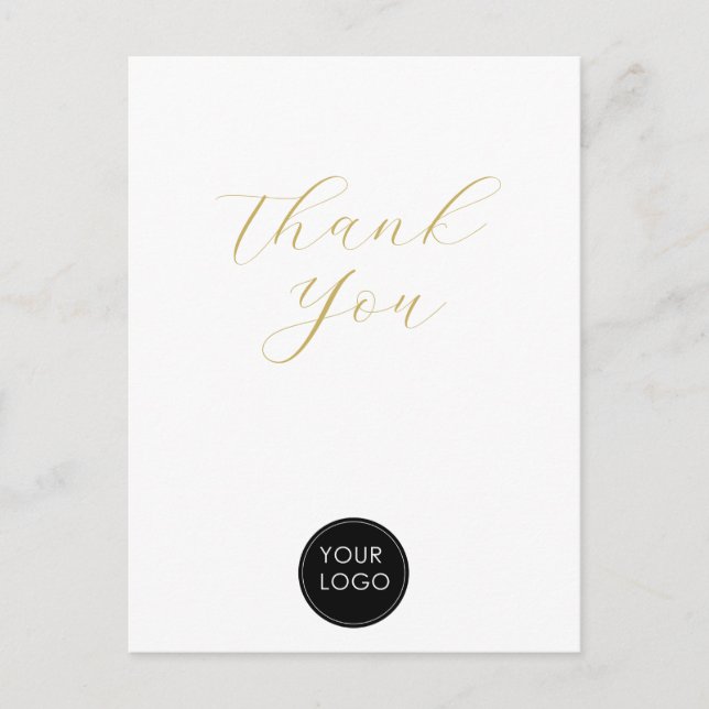 Elegant Business Logo Script Thank You White Postcard (Front)