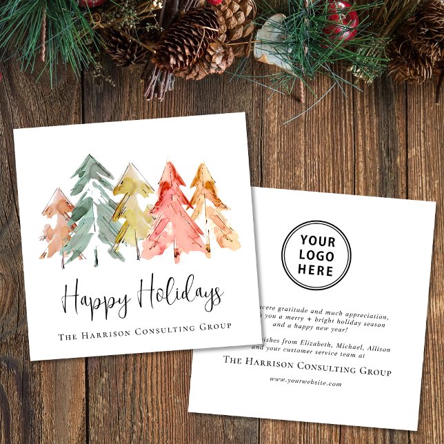 Elegant Business Logo Watercolor Christmas Holiday Card (Spread the joy of the season and strengthen business relationships with our elegant holiday card)