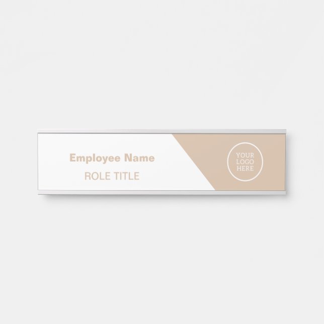 Elegant Business Logo white beige  Door Sign (Front)