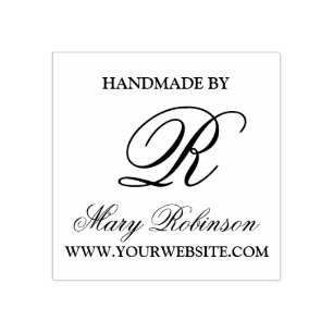 Elegant Business Monogram "Handmade By" Rubber Stamp