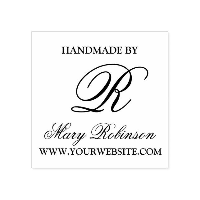 Elegant Business Monogram "Handmade By" Rubber Stamp (Imprint)