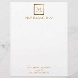 Elegant Business Monogram Logo Gold Square Custom Letterhead