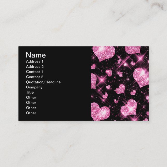Elegant Business Pink Glitter Hearts Business Card (Front)