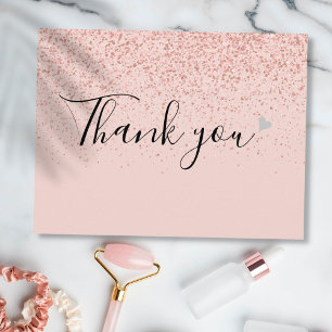 Elegant Business Script Thank You Rose Gold Postcard