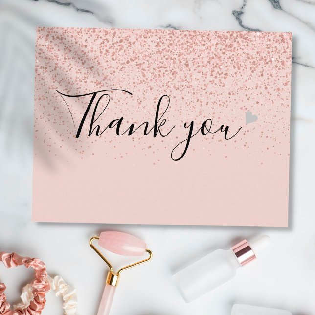Elegant Business Script Thank You Rose Gold Postcard (Creator Uploaded)