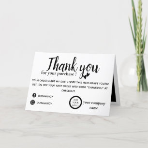 Elegant business thank you note with custom logo