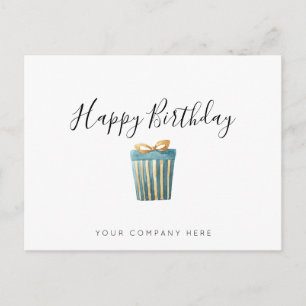 Elegant Business Watercolor Present Birthday Postcard