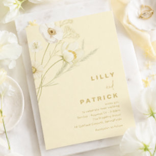 Elegant Butter yellow botanical modern wedding Invitation