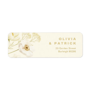 Elegant Butter yellow botanical modern wedding  Return Address Label
