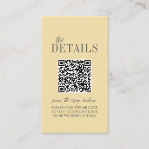 Elegant Butter Yellow Minimalist Wedding Qr Code Enclosure Card