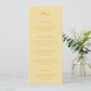 Elegant Butter Yellow Modern Wedding Menu