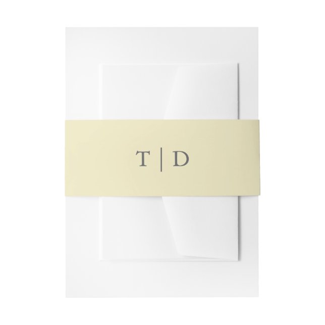 Elegant Butter Yellow Monogram Modern Wedding Invitation Belly Band (Front Example)