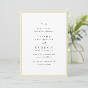 Elegant Butter Yellow Monogram Modern Wedding Save The Date