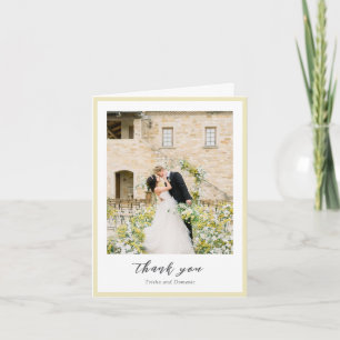 Elegant Butter Yellow Photo Modern Wedding Thank You Card