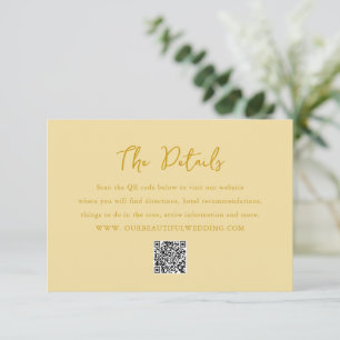 Elegant Butter Yellow QR Code Modern Wedding Enclosure Card