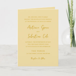 Elegant Butter Yellow QR Code Modern Wedding Invitation