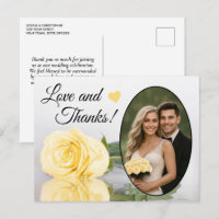Elegant Butter Yellow Rose Wedding Love & Thanks