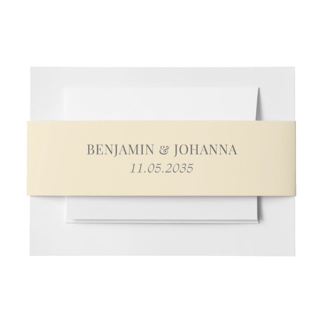 Elegant Butter Yellow Wedding Custom Invitation Belly Band (Front Example)