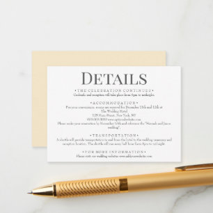 Elegant Butter Yellow Wedding Details Enclosure Card