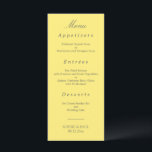 Elegant Butter Yellow Wedding Menu<br><div class="desc">Elegant Butter Yellow Wedding Menu, please personalise as required using the online personalisation template before ordering. Once you have entered your wording onto the personalisation template, should you find that you need to adjust the positioning of the text then please use the "Edit using the Design Tool" option (the button...</div>