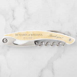 Elegant Butter Yellow Wedding Thank You Favours Corkscrew