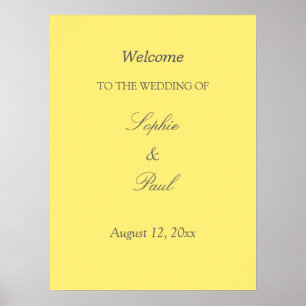 Elegant Butter Yellow Wedding Welcome Poster