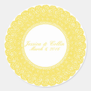 Elegant buttercup yellow lace custom sticker