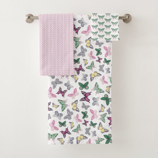 Elegant Butterflies Bath Towel Set (Insitu)